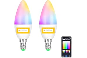 DOHOME Smart Bulb E14 WiFi LED Candle Bulbs, 5W 300lm Music Sync Dimmable, RGB Colour Changing 2700K-6500K Works with Apple HomeKit/Alexa/Google Home, APP & Voice Control, No Hub Required 2 Pack