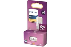 Philips LED ampoule standard, Equivalent 40W halogene, culot G9, éclairage blanc chaud 2700K, 2 pack, nouvelle génération