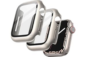 JETech Etui z Ochraniacz Ekranu dla Apple Watch Series 9 8 7 41 mm, Ogólnie Ochrona Case, Wbudowana Folia Szkło Hartowane Film Wysoka Czułość, 2 Sztuki (Księżycowa Poświata)