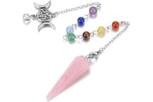 CRYSTALTEARS CrystaTears Cristallo Pendolo Guarigione Cristallo per Divinazione Chakra Naturale Cristallo Pietra Rabdomanzia Pendolo per Wicca Reiki