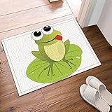 Alfombra de baño Antideslizante con diseño de Rana Grande en la Hoja de Loto de un Dibujo...