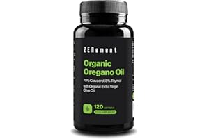 Organic Oregano Oil, Standardised to 70% Carvacrol and 3% Thymol – with Organic Extra Virgin Olive Oil for Better Absorption – 120 Softgel Capsules – Zenement