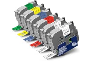 ‎LABELWELL 6x Labelwell 24mm kompatibel Schriftband für Brother TZe-251 TZe-151 TZe-451 TZe-551 TZe-651 TZe-751 TZe P-touch Bänder 24mm für Brother PT-E550W PT-P700 PT-P750W PT-D600 PT-P710BT PT-D600VP PT-E500
