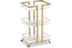 MCombo M carrello di servizio con rotelle, carrello da cucina carrello bar struttura in metallo, arrello moderno carrello multiuso con 3 livelli, per cucina soggiorno, 33x43x75cm, 0033