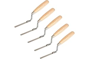 Toolty Truelle pointeur en acier inoxydable, outil à main – avec poignée en bois – Lot de 5 pièces 6, 8, 10, 12, 14 mm – Maçon à faire soi-même – TLTY-S002