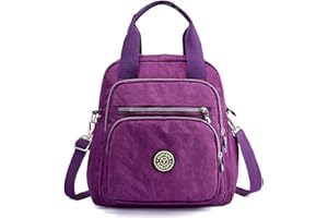 PORRASSO Sac à Dos de Loisirs Femme Sac D'épaule Sac Bandoulière Nylon Sac à Main Daypack pour Travail Voyage Usage Quotidien