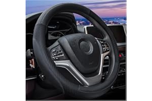 JNNJ Couvre Volant Voiture, Antidérapant Couvre Volant, Respirant Housse De Volant en Cuir, Housse De Volants 37-38cm, Voiture Accessoires D'intérieur Protecteurs pour Femmes Et Hommes(Noir)