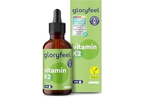 ‎GLORYFEEL Vitamin K2 Tropfen - 200µg (50ml) MK7 K2VITAL® - All-Trans Gehalt 99,7+% - Vegan, laborgeprüft, ohne Zusätze in Deutschland hergestellt