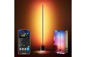 Govee RGBIC Lampara de Pie, Luces LED Compatible con Alexa y Matter, 152cm Luce Regulable 1725lm con Control Remoto y APP, Sinc Musica, 82 Modos de Escena, Lampara Salon, Dormitorio y Cama, Negro