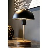 Bohhem North Home Mantar Başlıklı Siyah Metal Abajur Salon Ofis Cafe Işletme Masa Lambası Siyah