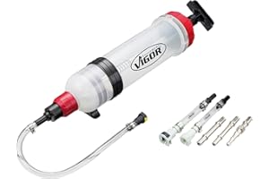 ViGOR Pompa próżniowa V4201, z pięcioma adapterami, pojemność: 1,5 litra, ręczna pompa próżniowa do odsysania i napełniania płynów samochodowych