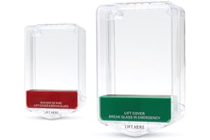 AMALOCKS SecureMyDoor Call Point Cover Protector Stopper with Sounder Alarm | Surface or Flush Mount | Red & Green Colour Messages | Emergency Exit Release Cover with Lift Motion