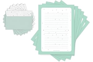 ‎FRIENDLY FOX Friendly Fox Briefpapier Set "Dreiecke", DIN A4 Briefpapier mit Linien, 20 Blatt inkl. 20 Umschläge, einseitig bedruckt