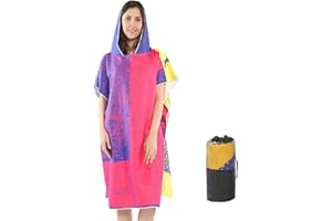 Aedcbaide Peignoir Femme Peignoir à Capuche, Poncho de Bain Femme, Séchage Rapide Poncho de Plage Femme, 150D Réversible en Microfibre, Serviette de Surf Poncho Adulte pour Femme, Homme