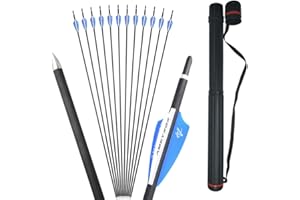 ‎WOLFMAN wolfman 31 Zoll Carbonpfeile für Bogenschießen 1000 Spine Carbon Pfeile Carbon Jagdpfeile Carbon Arrows mit 2 Zoll Plastikfeder für Pfeil Bogen Recurvebogen Compoundbogen