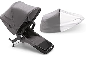 Bugaboo Donkey 5 Duo Extension Set, Converts Your Donkey 5 Mono into a Duo Pushchair, Side by Side, Improved Design, Reversible Seat and One Hand Steering, Grey Melange