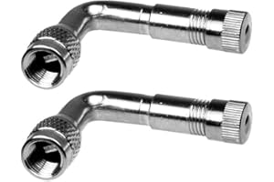 VORCOOL 2 Stücke Air Reifen Ventil 90 Grad Schrader Ventilschaft mit Verlängerung Adapter für Auto LKW Motorrad (Silber)