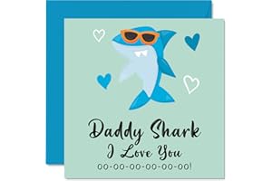 STUFF4 Kartki urodzinowe dla taty - rekin tatusia - kartka na Dzień Ojca od córki syna, Wszystkiego najlepszego z okazji urodzin taty, malucha 1. Dzień Ojca, 145 mm x 145 mm sezonowe tata śmieszne kartki z życzeniami