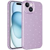 Compatible with Coverzone Apple iPhone 15 Z-Jelly Case Camera Protected Silvery Shimmer Colorful Glossy Silicone Cover-Lila