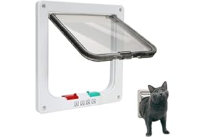 Ducomi Gatera para Gatos y Perros de Pared – Puerta Basculante con 4 vías de Entrada y Salida Controlada y Cierre Magnético – Fácil Instalación Paredes, Puertas y Ventanas de Madera y PVC (White, S)