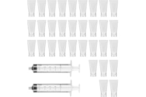 YIBAIJIA 32 Pièces Tubes Vides Transparents, 30ml Tube de Crème Vide Conteneurs Cosmétiques Rechargeable Flacon de Voyage pour Lotion échantillons de Shampooing