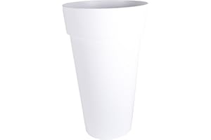 EDA - Blumentopf Vase hoch XXL Toskana Ø 48 cm – Volumen 90 l – Ø 48 x H 80 cm – Weiß