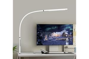 EYOCEAN Lampa biurkowa LED, lampy stołowe, lampa architekta ochrona oczu, tłumienie i regulowana temperatura barwowa, zacisk roboczy z funkcją pamięci i timerem, 12 W