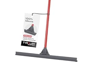 Tyroler Bright Tools Floor Cleaner Squeegee Extra-Wide 60 Cm, 100% Silicone, New Aluminum Anti-Rust 4 Parts Handle - Dries Flat & Curved Surfaces- Best for Washing,Drying,Bathroom,Wet Room,Floor