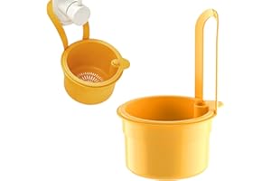 OURDORT Colador de Fregadero Colgante, Cesta de Filtro para Fregadero, Colador de Plástico para Grifo Colgante con Cierre a Presión, Cocina para Lavar y Filtrar Alimentos en la Cocina - Amarillo