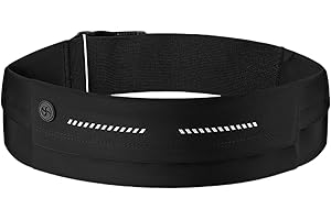 Embhlitfe Running Belt for Women and Men, Waterproof Multi-Pocket Phone Holder Running Pouch, Sweatproof Waist Pack with Large Capacity for Running, Hiking (Black)