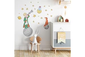 kina - Adesivo Murale Bambini Decorazione Parete Cameretta R00588 - Eco-Tessuto, Ecologico Anallergico, Riposizionabile, Effetto Carezza, Asilo Nido - Grafica Piccolo Principe e Misura 100x30 cm