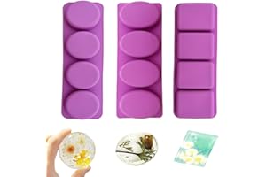 WYAHYQ 3Pezzi Stampi per sapone Stampi per sapone Stampo in silicone Sapone fai da te Rotondo ovale rettangolare 4Cavità