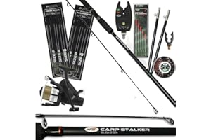 NGT Carp Fishing Stalking Set up With Black 8FT Rod & Reel Bite Alarm Tackle Bundle
