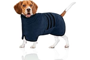 WUFANC Szlafrok Dla Psa Z Mikrofibry, Wyjątkowo Chłonny I Szybkoschnący, Z Zapięciem Na Rzep I Regulowaną Taśmą Termokurczliwą Dla Dużych, Średnich I Małych Psów