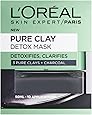L'Oreal Paris Pure Clay Black Charcoal Detox Face Mask, Deep Cleansing Skin Care for All Skin Types 50 ml