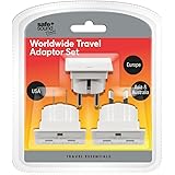 Safe and Sound Worldwide Travel Adaptor Set - Three Single Socket Adaptors (full list of countries below)