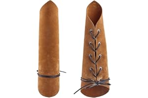GORGECRAFT 2PCS Leather Gauntlet Wristband Medieval Armor Bracers Retro Suede Leather Arm Guard Adjustable Armband Armor Cuff for Halloween Knight Cosplay Parties Women Costumes, Dark Goldenrod
