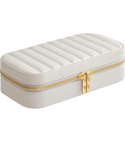 Zerimar Portagioielli Da Viaggio In Vera Pelle, Organizer Con Scomparti, 19x16,5 Cm, Colore Tan - 5