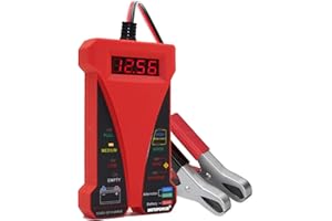 MOTOPOWER MP0514C 12 V cyfrowy tester baterii woltomierz i alternator analizator systemu ładowania z wyświetlaczem LCD i wskaźnikiem LED, czerwona gumowa farba