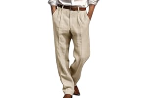 WYONGTAO 2024 Pantalon en Coton Lin pour Homme Été Décontracté,Jogging Homme Pantalons de Sport Couleur Unie,Hommes Chino Pantalon Regular Fit Stretch,Pantalon Business Ample Pantalon Homme avec Poches