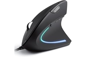 Uineer Vertikale Maus mit Kabel, USB ergonomische Maus mit 4 einstellbaren DPI, 6 Tasten, 1,5 m Kabel Computermaus für Laptop, Desktop, PC (schwarz)