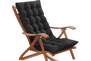 Xpnit 8cm Thick Bench Cushion 2/3 Seater,Garden High Back Chair Cushion Chair Seat Pad Backrest for Patio Sun Lounger Recliner (165 * 55cm,Black)