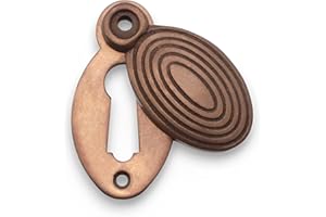 Infinity Decor Solid Brass Oval Beehive Escutcheon Door Keyhole Cover – Ideal for Front Exterior Doors (Matt Antique)