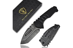 AUBEY Klappmesser Tanto Messer mit Clip, Scharfe Taschenmesser mit 440C Stahl Klinge, Schwarz G10 Griff, Glasbrecher, Geschenkbox - Pocket Knife für Outdoor Survival Jagd