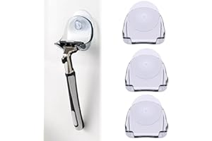 NIYATA 3 x Porte Rasoir Douche, Support Rasoir Douche, Support Rasoir avec Ventouse, Porte Rasoir, Porte Rasoir Douche Ventouse, Razor Holder for Shower, Support de Rasoir Douche en Pp, Gris, 5,2x4,2cm