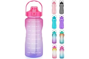 Opard 2 Litre Water Bottle with Time Markings to Drink Half Gallon Motivational Water Bottle with Straw and Handle Large BPA Free Water Jug for Sports Gym Fitness