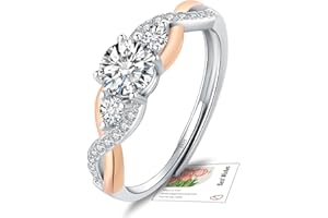 YOEE 925 Sterling Silver/Rose Gold/Gold Plated Engagement Ring for Women, Adjustable Wedding Eternity Promise Infinity Thumb Ring with Cubic Zirconia Anniversary Valentines Jewellery Gifts with Box