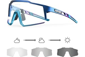KAPVOE Photochromatische Selbsttönend Fahrradbrille TR90 Rahmen für Herren Damen Klar Sportsonnenbrille Sport Radfahren MTB Radbrille Sportbrille Fahren Baseball Laufen