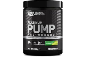 Optimum Nutrition ON Platinum Pump Pre-Workout, Intense Caffeine-Free Pre-Workout Food Supplement with Fruitflow, Beta-Alanine, L-Arginine, L-Citrulline, Lemon Lime Flavour, 20 Servings, 380 g
