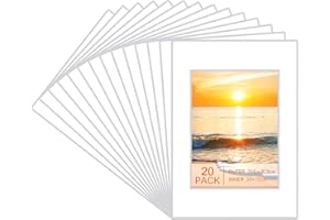 WSICSE 20 Packs White Picture Mounts, A4 Photo Mounts Frame Mounts for 8x6 inch Pictures for Photos, Prints, Paintings, Artworks